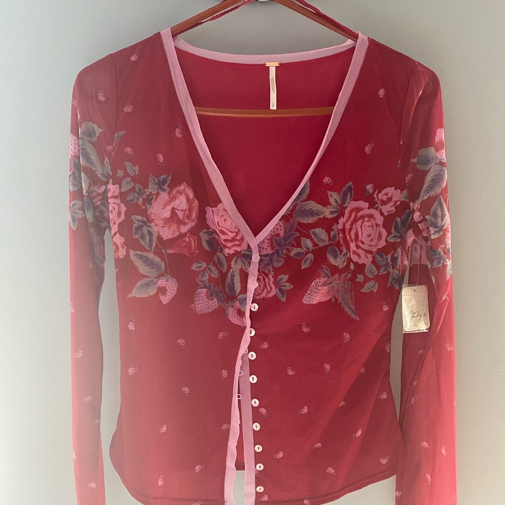 Free People Vibrant Red Top